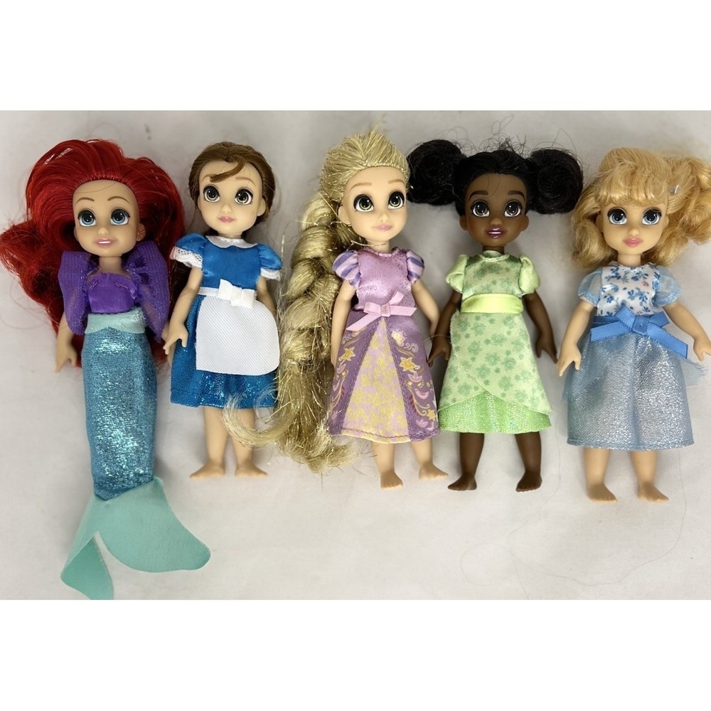 Disney Princess Animator Mini Dolls Ariel Alice Rapunzel Tiana Belle Lot